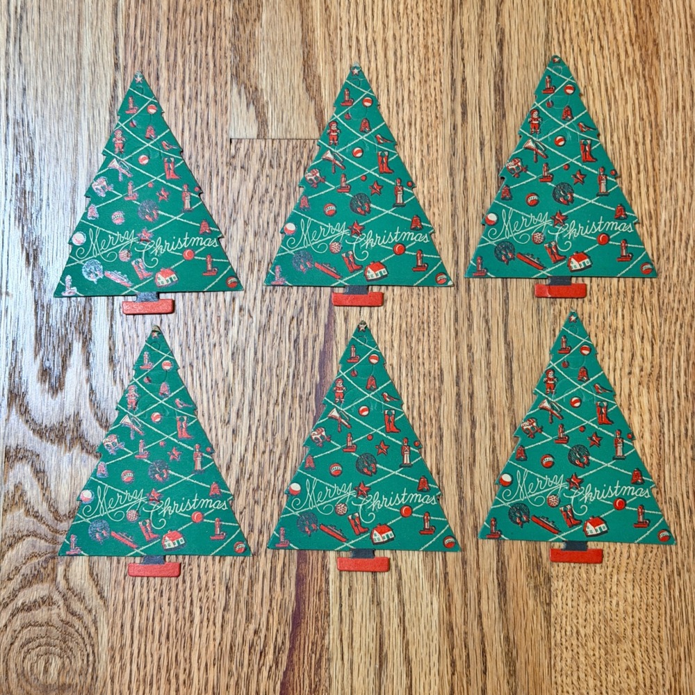 E Rosen Company Lot of‎ 6 Christmas Tree Candy Cards Paper Ephemera 1930's
